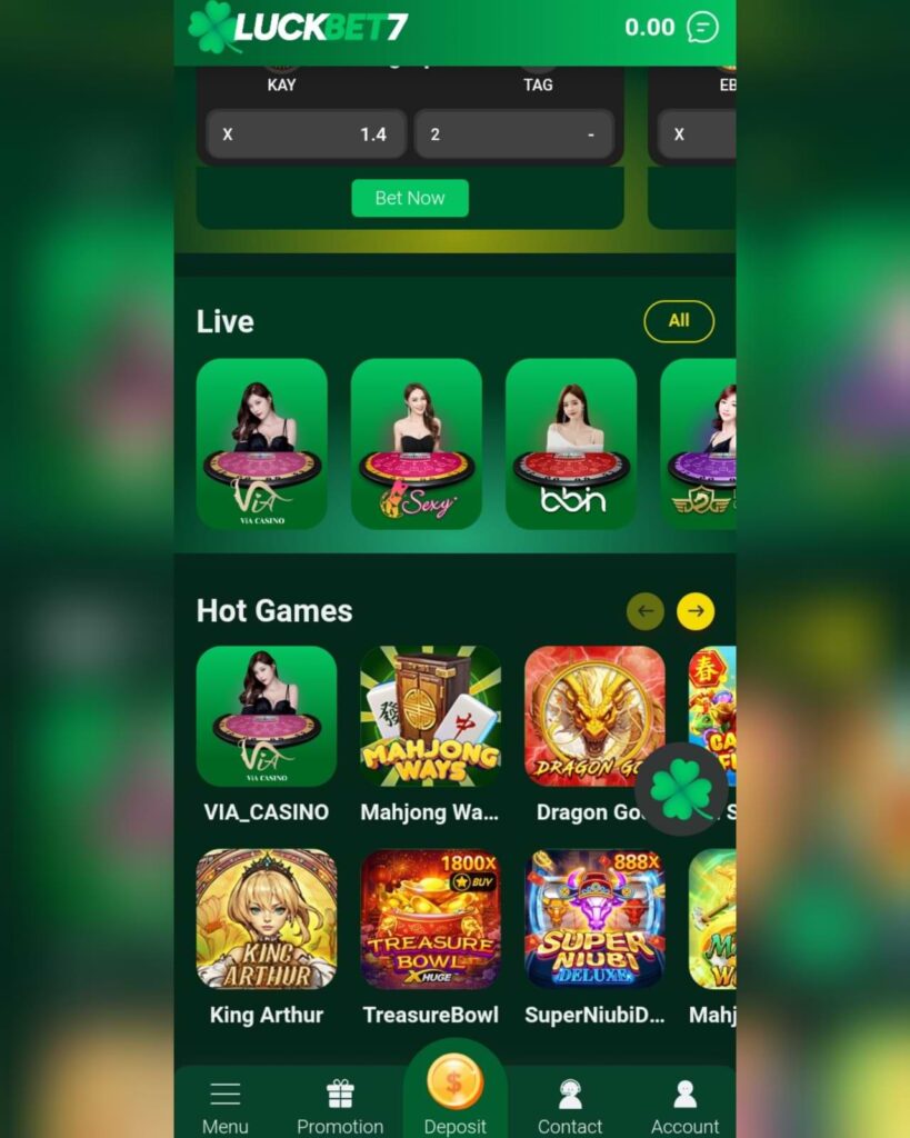 LuckyBet7 interface image