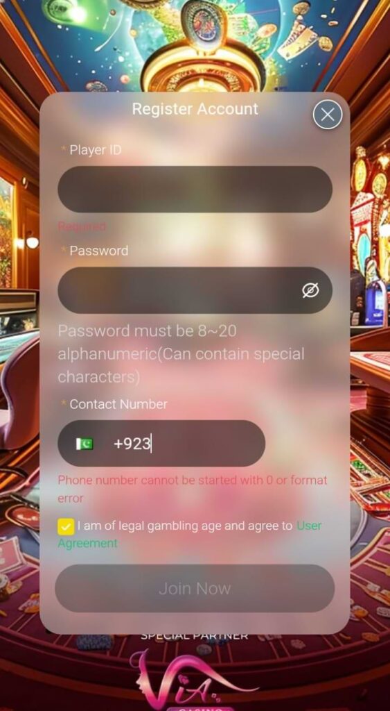 LuckyBet7 Game registration image