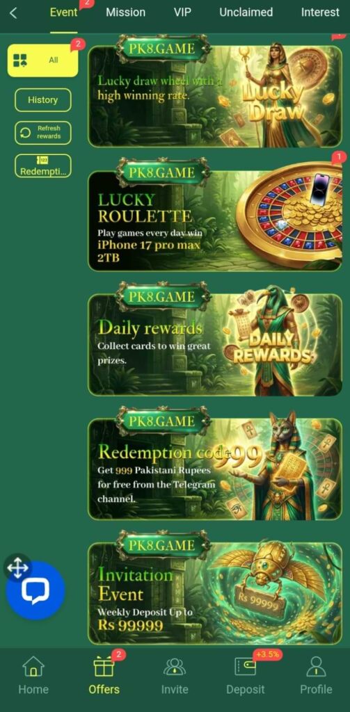 PK8 game reward image